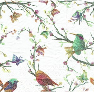 Serwetka decoupage 33x33 cm - ptaki, motyle