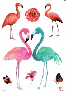 Tatuaże zmywalne - ptaki, flamingi