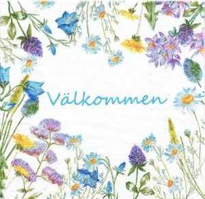 Serwetka decoupage 33x33 cm - kwiaty polne, napis