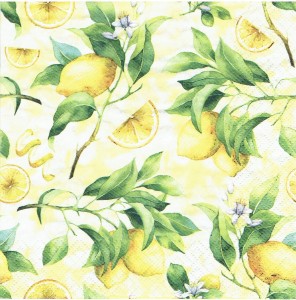 Serwetka decoupage 33x33 cm -cytryny, owoce