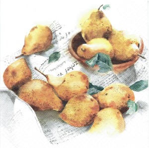 Serwetka decoupage 33x33 cm - gruszki, owoce