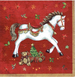 Serwetka decoupage 33x33 cm - koń, konik, święta