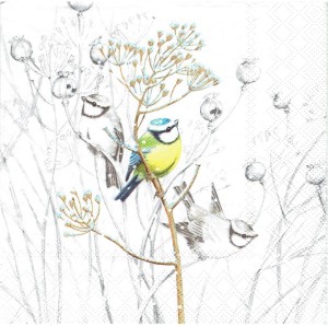 Serwetka decoupage 33x33 cm - ptaki, ptaszki, sikorki, zima