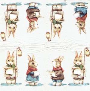 Chusteczka do decoupage - zając, zajączek, chór, zima 