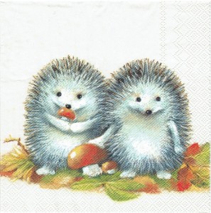 Serwetka decoupage 33x33 cm - jeże, jeżyki, jeż