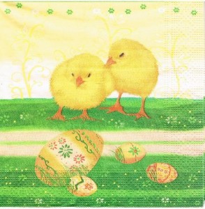 Serwetka decoupage 33x33 cm - kurczaki i pisanki