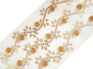 Naklejki, perełki i kryształki samoprzylepne - stare złoto, róże i liście