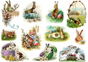 Papier ryżowy A4 Artando do decoupage - Wielkanoc, zające, zajączki, pisanki, bazie, kwiaty
