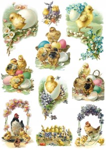 Papier ryżowy A4 Artando do decoupage - Wielkanoc, kurczaki, kury, jajka, pisanki, kwiaty