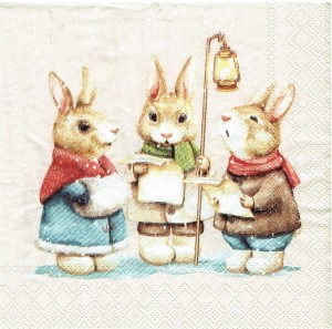 Serwetka decoupage mała 25x25cm - zajączki, chór