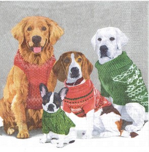 Serwetka decoupage 33x33 cm - psy, pieski w swetrach