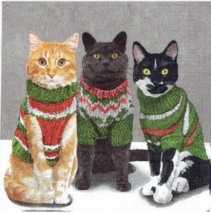 Serwetka decoupage 33x33 cm - koty, kotki w swetrach