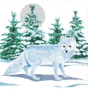 Serwetka decoupage 33x33 cm - lis, drzewa, zima