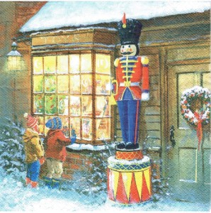 Serwetka decoupage 33x33 cm - dzieci, żołnierzyk, zima, święta