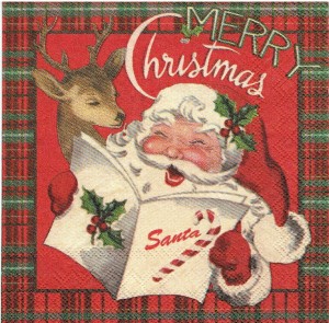 Serwetka decoupage 33x33 cm - Mikołaj, renifer, święta 