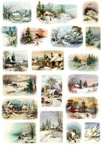 Papier ryżowy A4 do decoupage A - widok, pejzaż, zima