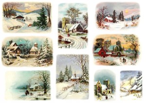 Papier ryżowy A4 do decoupage A - widok, pejzaż, zima 