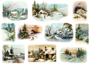 Papier ryżowy A4 do decoupage A - widok, pejzaż, zima 