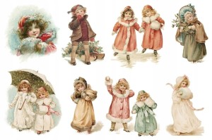 Papier ryżowy A4 do decoupage A - dzieci, zima