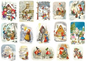 Papier ryżowy A4 do decoupage A - dzieci, zima