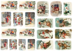 Papier ryżowy A4 do decoupage A - dzieci, zima 