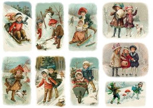 Papier ryżowy A4 do decoupage A - dzieci, zima