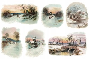 Papier ryżowy A4 do decoupage A - widok, pejzaż, zima