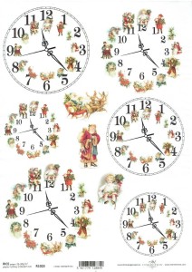 Papier ryżowy A4 ITD do decoupage - zegary i Mikołaje