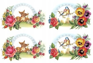 Papier ryżowy A4 do decoupage A - sarenki, ptaszki, kwiaty