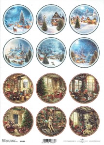 Papier ryżowy A4 ITD do decoupage - widok, pejzaż, święta, zima