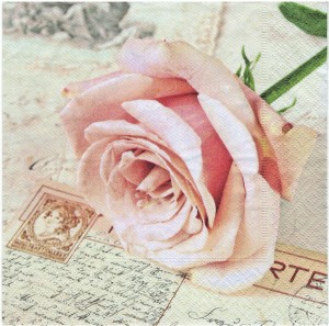 Serwetka decoupage 33x33 cm - róża i list