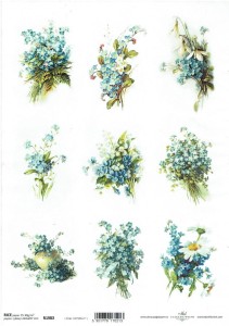 Papier ryżowy A4 ITD do decoupage - kwiaty, niezapominajki