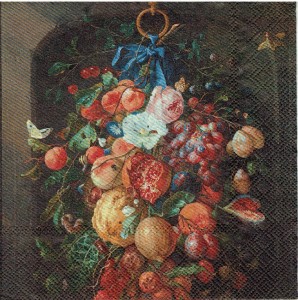 Serwetka decoupage 33x33 cm - kwiaty, owoce