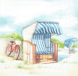 Serwetka decoupage 33x33 cm - plaża, leżak, rower