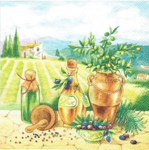Serwetka decoupage 33x33 cm - oliwki, oliwa, widok