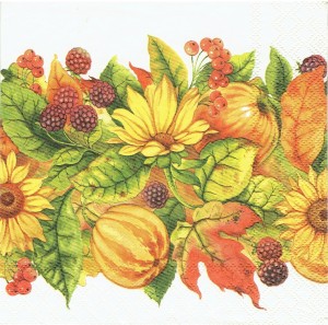 Serwetka decoupage 33x33 cm - owoce, liście, kwiaty
