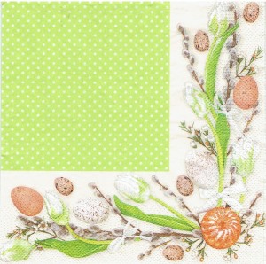 Serwetka decoupage 33x33 cm - jajka, kwiaty, bazie