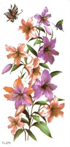 Tatuaże zmywalne 9x19cm - kwiaty, lilie