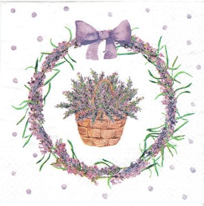 Serwetka decoupage 33x33 cm - kwiaty, wrzosy, wianek, koszyk