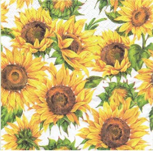 Serwetka decoupage 33x33 cm - kwiaty, słoneczniki