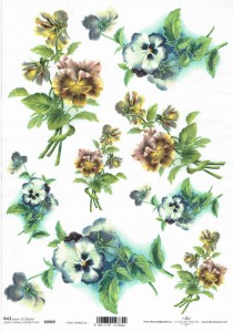 Papier ryżowy A4 ITD do decoupage - kwiaty, bratki