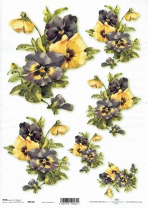 Papier ryżowy A4 ITD do decoupage - kwiaty, bratki 