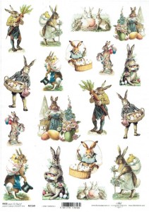 Papier ryżowy A4 ITD do decoupage - Wielkanoc, zające, zajączki