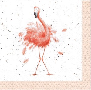 Serwetka decoupage 33x33 cm - ptaki, flamingi