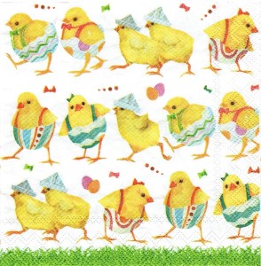 Serwetka decoupage mała 25x25cm - Wielkanoc, kurczaki