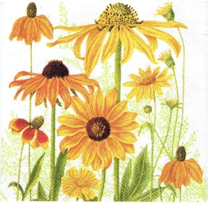 Serwetka decoupage mała 25x25cm - kwiaty, jeżówki