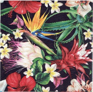 Serwetka decoupage 33x33 cm - kwiaty egzotyczne