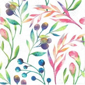 Serwetka decoupage 33x33 cm - liście, listki, jagody