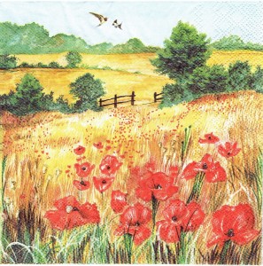 Serwetka decoupage 33x33 cm - kwiaty, maki, widok, pejzaż