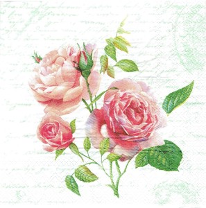 Serwetka decoupage 33x33 cm - kwiaty, róże, napisy